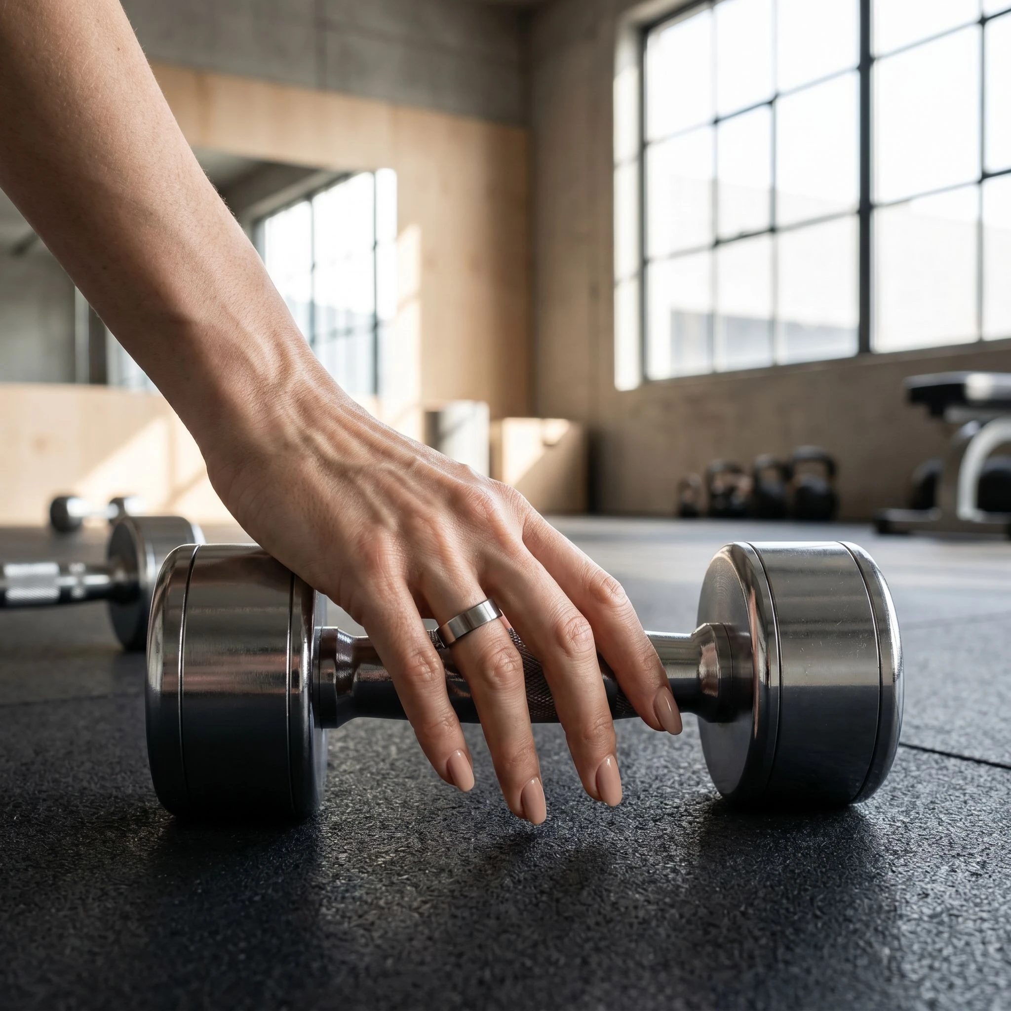 MYnextRING SKY beim Yoga im sonnendurchfluteten Loft